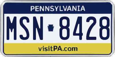 PA license plate MSN8428