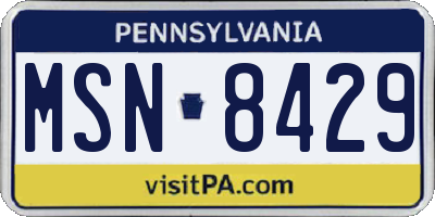 PA license plate MSN8429