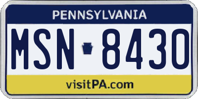 PA license plate MSN8430
