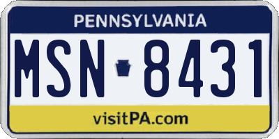 PA license plate MSN8431
