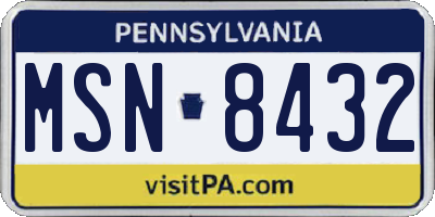 PA license plate MSN8432