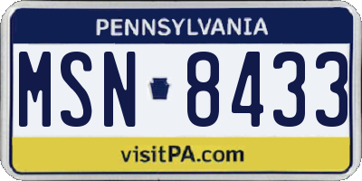 PA license plate MSN8433