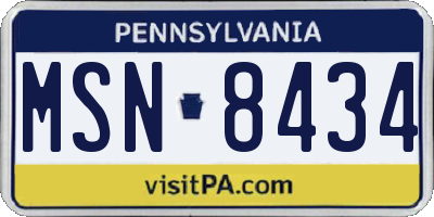PA license plate MSN8434