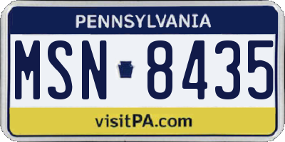 PA license plate MSN8435