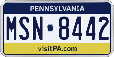 PA license plate MSN8442
