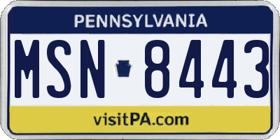 PA license plate MSN8443