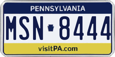PA license plate MSN8444