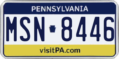 PA license plate MSN8446
