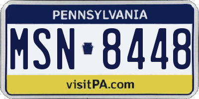 PA license plate MSN8448