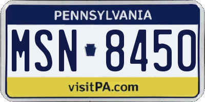 PA license plate MSN8450