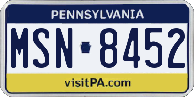 PA license plate MSN8452