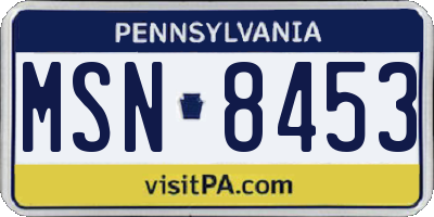 PA license plate MSN8453