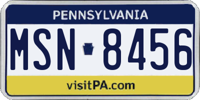 PA license plate MSN8456