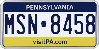 PA license plate MSN8458