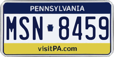 PA license plate MSN8459