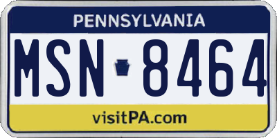 PA license plate MSN8464
