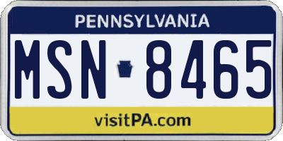 PA license plate MSN8465