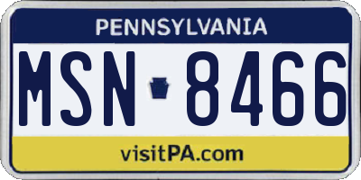 PA license plate MSN8466