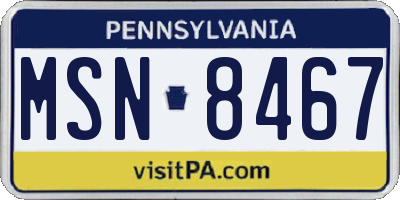 PA license plate MSN8467