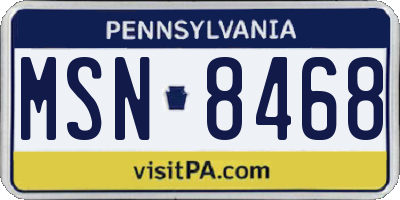 PA license plate MSN8468
