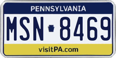 PA license plate MSN8469