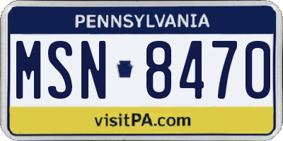 PA license plate MSN8470