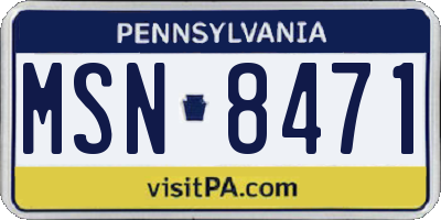 PA license plate MSN8471