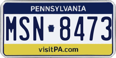 PA license plate MSN8473