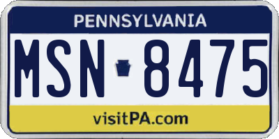 PA license plate MSN8475