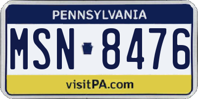 PA license plate MSN8476