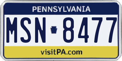 PA license plate MSN8477
