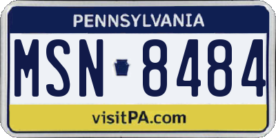 PA license plate MSN8484