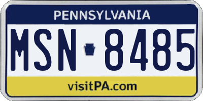 PA license plate MSN8485