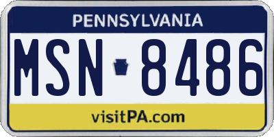 PA license plate MSN8486