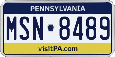 PA license plate MSN8489