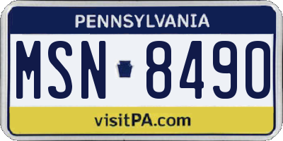 PA license plate MSN8490