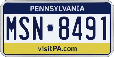 PA license plate MSN8491