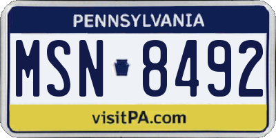 PA license plate MSN8492
