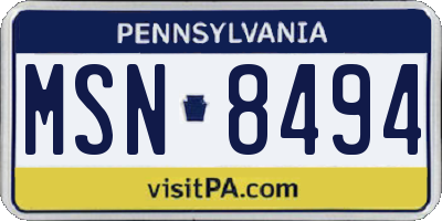 PA license plate MSN8494