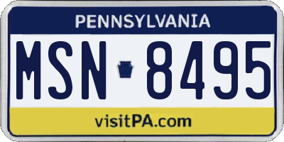 PA license plate MSN8495