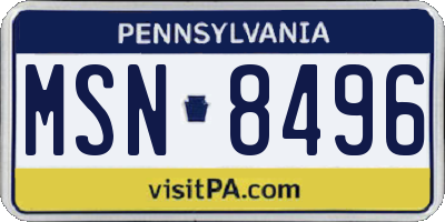 PA license plate MSN8496