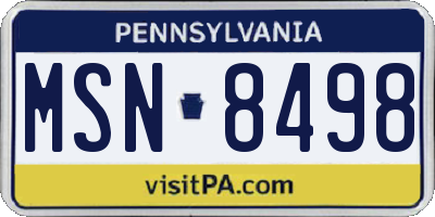PA license plate MSN8498