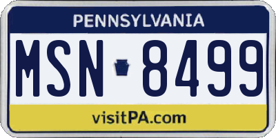PA license plate MSN8499