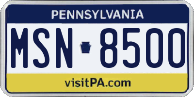 PA license plate MSN8500