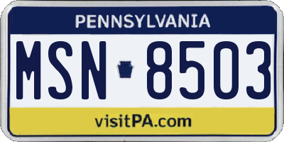 PA license plate MSN8503