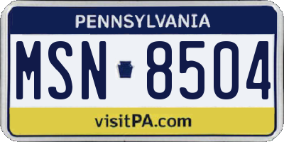 PA license plate MSN8504
