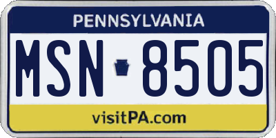 PA license plate MSN8505