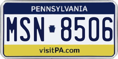 PA license plate MSN8506