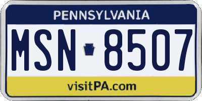 PA license plate MSN8507