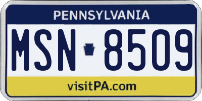 PA license plate MSN8509